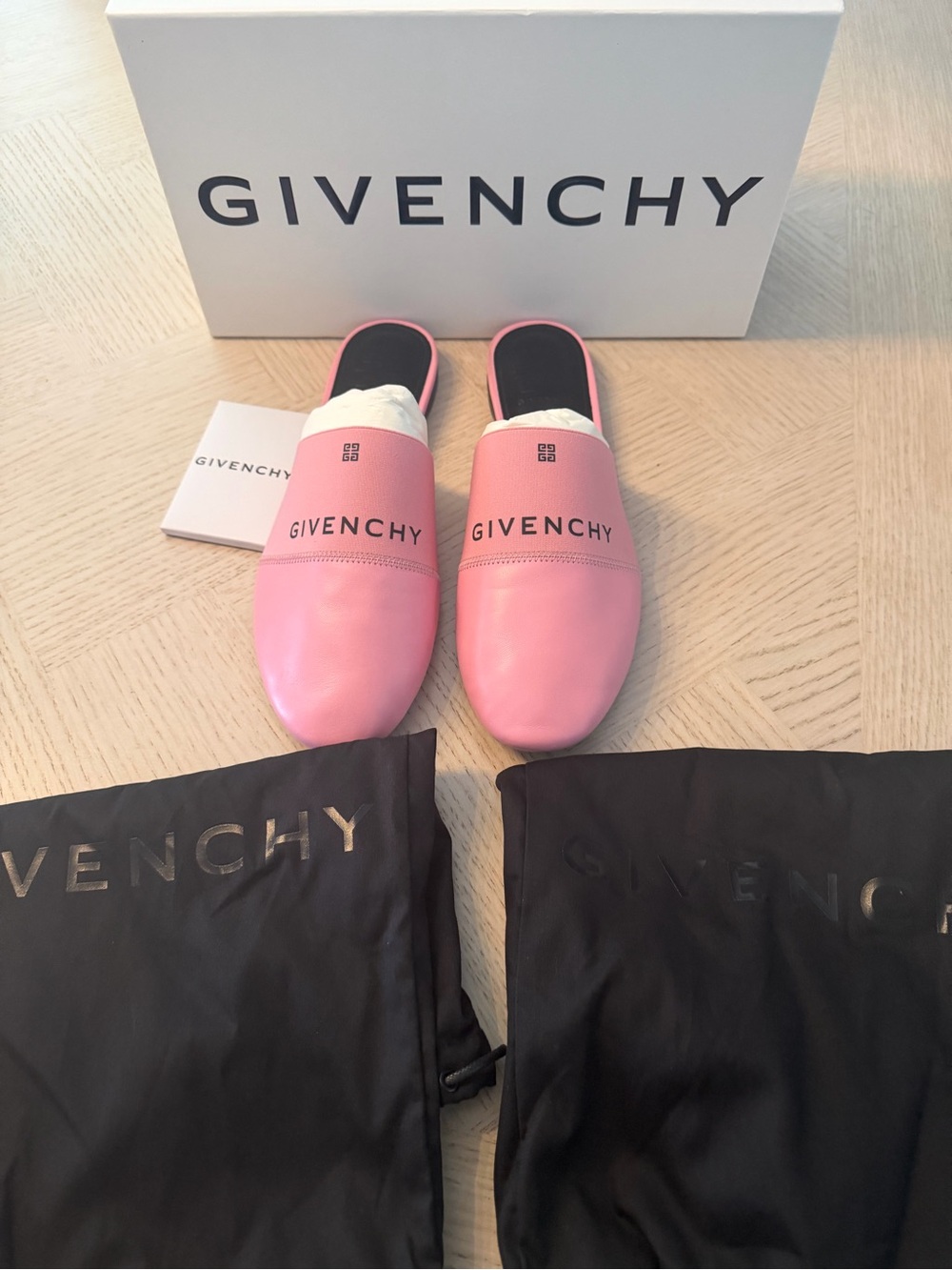 Givenchy Pink Leather Logo Slip-Ons
